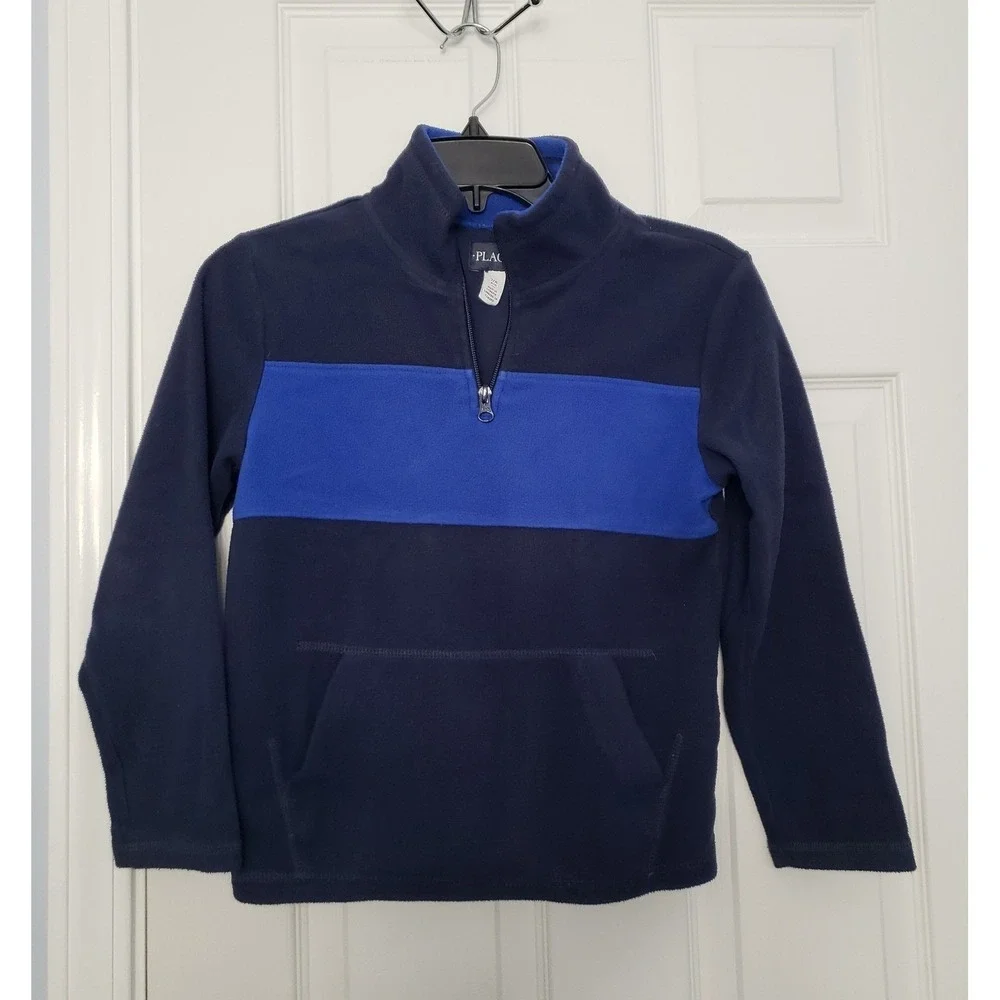 Place Boys Fleece Jacket Size‎ 7/8. Blue and black 3/4 zipper